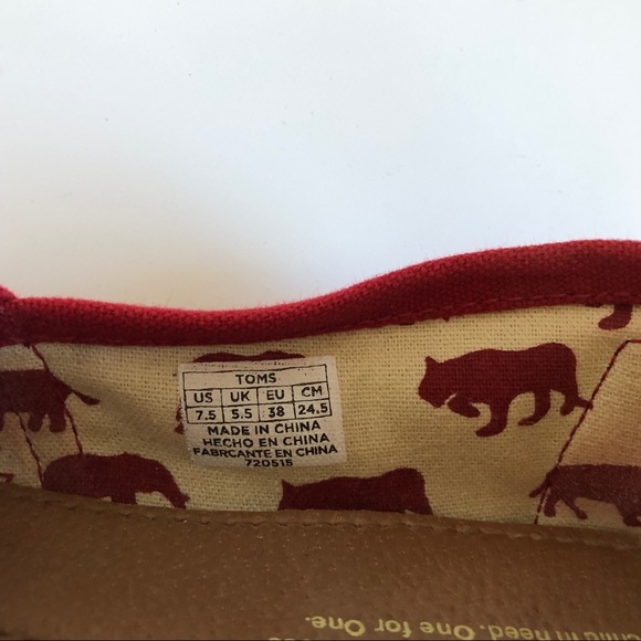 Toms Red Canvas Women's Classics - Picture 6 of 8